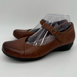 Dansko Fawna Leather Mary Jane Chestnut Brown Size EU 38/US 7.5-8